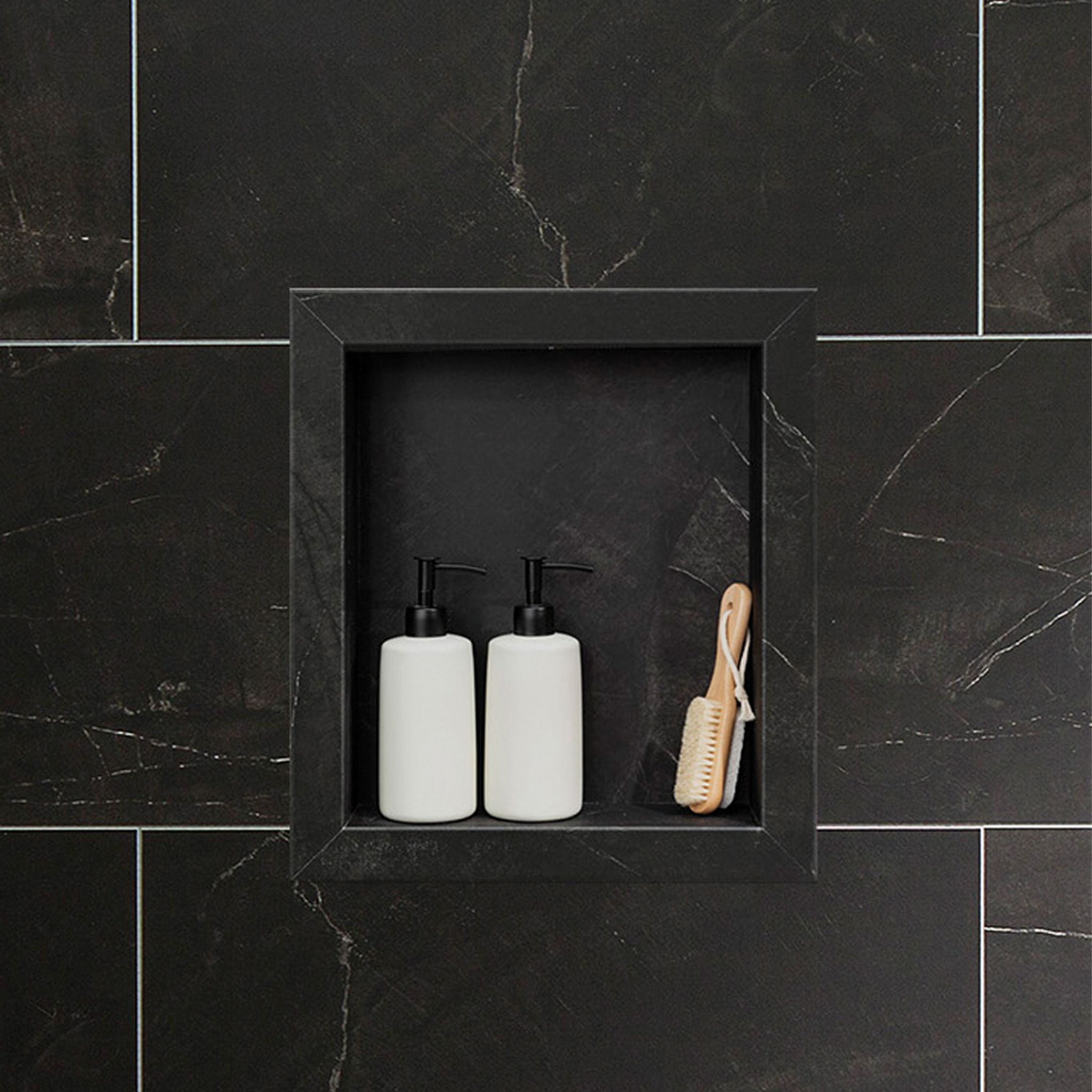 Black Ice Shower Niche 14.5 x12 Inside | Gemini Tile and Marble