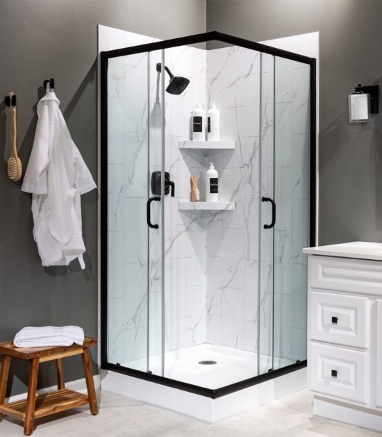 Carrara Marble Shower Wall Kit 36x36x78 | Gemini Tile and Marble