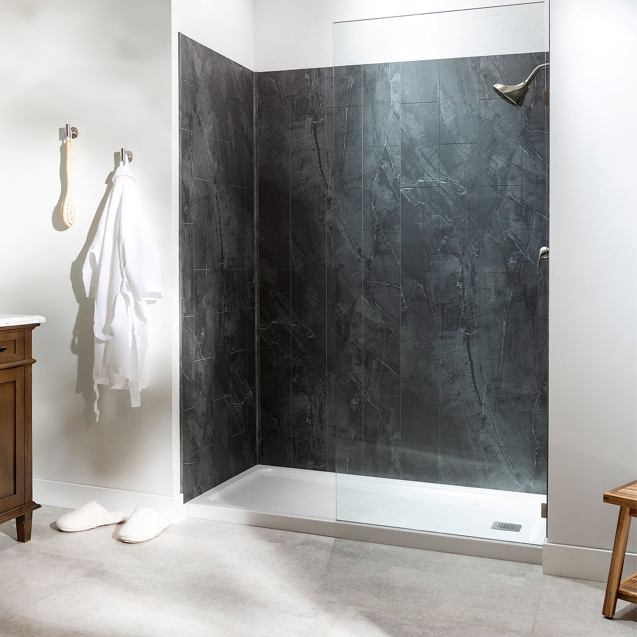 Cracked Slate Shower Wall Kit 36x36x78 | Gemini Tile and Marble