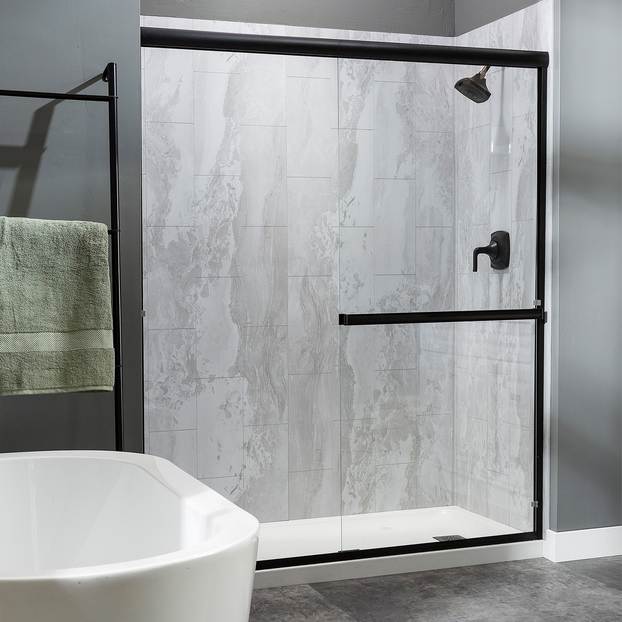 Iced Pewter Shower Wall Kit 30x60x78 | Gemini Tile and Marble