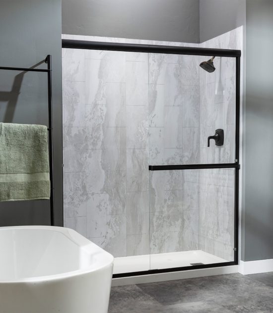 Iced Pewter Shower Wall Kit 30x60x78 | Gemini Tile and Marble