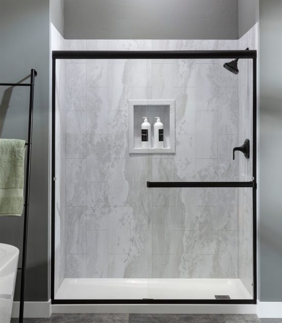 Iced Pewter Shower Wall Kit 36x36x78 | Gemini Tile and Marble