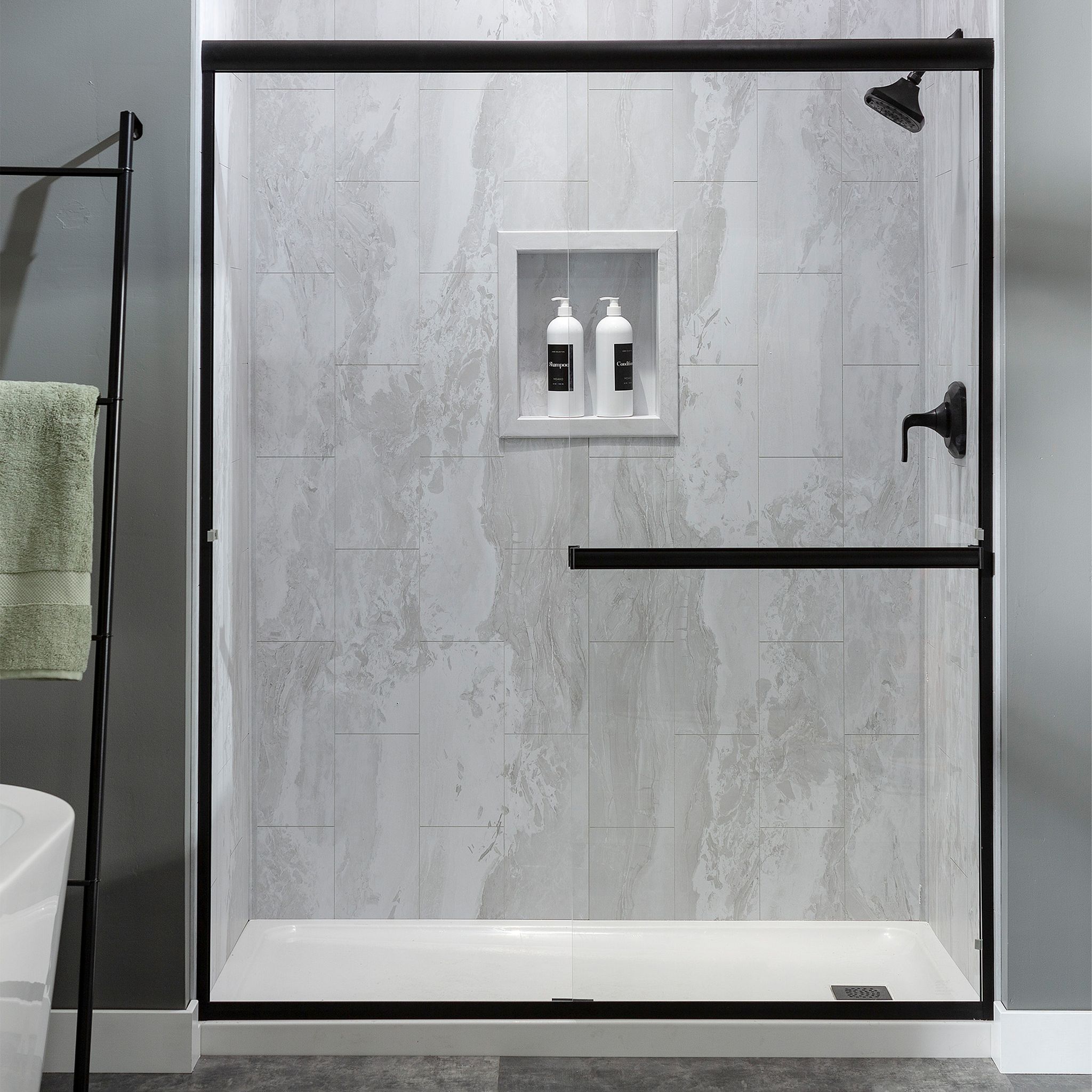 Iced Pewter Shower Wall Kit 36x36x78 | Gemini Tile and Marble