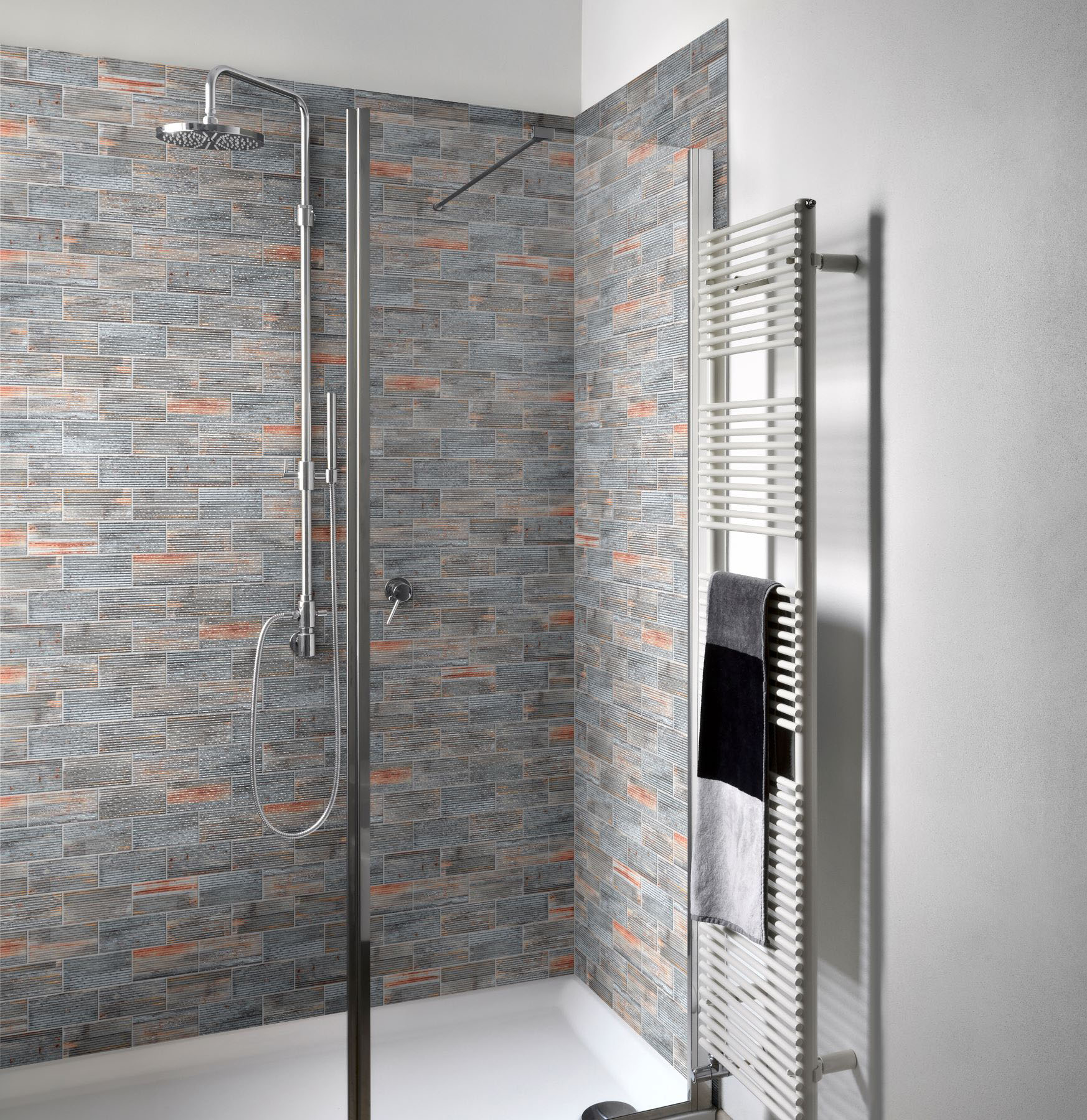 2.8"x6" Rust Industrial Linear Relief Pattern Glazed Ceramic Mosaic | Gemini Tile and Marble
