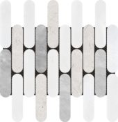 2"x6" Elongated Round White Grey Beige Marble Mix | Gemini Tile and Marble