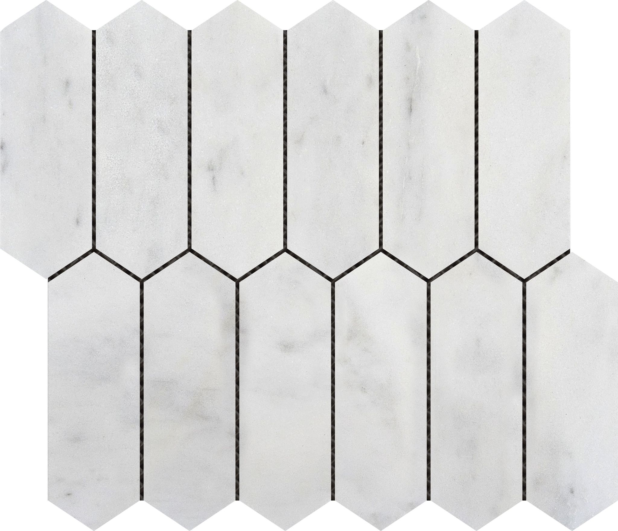 2"x6" Picket White Grey Marble