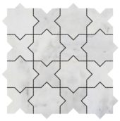 3"x3" Cross & Star White Grey Marble | Gemini Tile and Marble