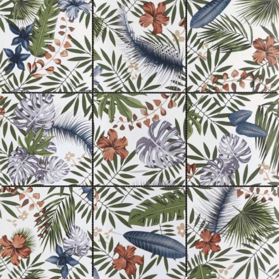 4"x4" Floral Palm Multicolor Mosaic