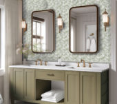 6"x6" Green Palm Leaf Printed Beige Marble | Gemini Tile and Marble