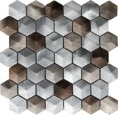 Aluminum Hexagon 19 Brown Mosaic | Gemini Tile and Marble