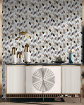 Aluminum & Marble Leaves 19 Grey Brown Mosaic 11"x12" | Gemini Tile and Marble