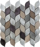 Aluminum & Marble Leaves 19 Grey Brown Mosaic 11"x12" | Gemini Tile and Marble