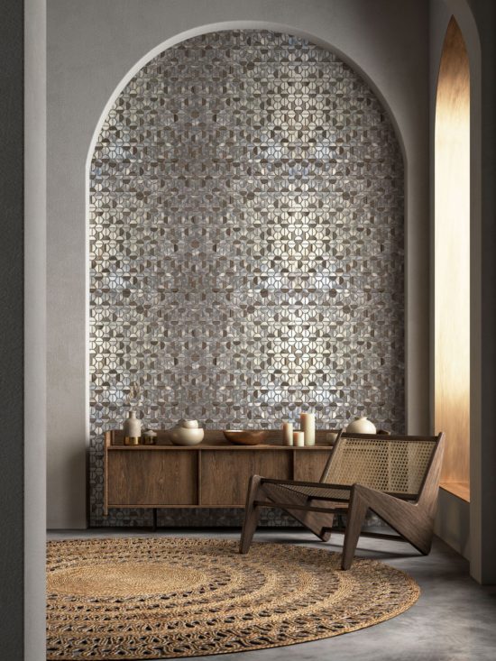 Aluminum & Marble Semi Circle 19 Brown | Gemini Tile and Marble