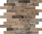 Beige Brown Mix Wood 1.1"x4" Glazed Ceramic Mosaic | Gemini Tile and Marble