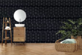 Black Brick Pattern Glossy Glazed Ceramic 2"x6" | Gemini Tile and Marble