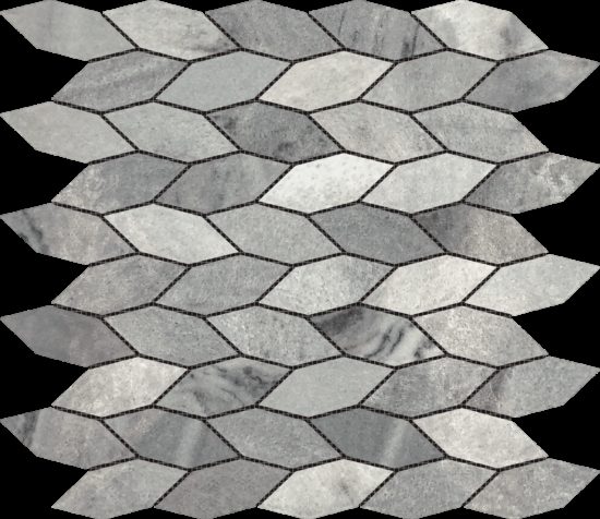 Elongated Hexagon Ice Grey "Leaves" Mosaic