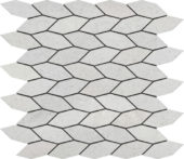 Elongated Hexagon White Grey "Leaves" Mosaic | Gemini Tile and Marble