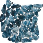 Glass Pebble Blue Marble Pattern Mix Mosaic 11.4"x11.4" | Gemini Tile and Marble