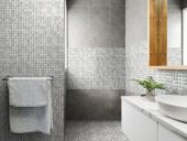 Glass Pebble Light Grey Marble Pattern Mix Mosaic 11.4"11.4" | Gemini Tile and Marble