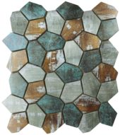 Hexagon Aluminum Mix Green Grey Beige 11.4"x12.2" | Gemini Tile and Marble