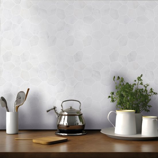 Irregular Hexagon White Grey Marble | Gemini Tile and Marble
