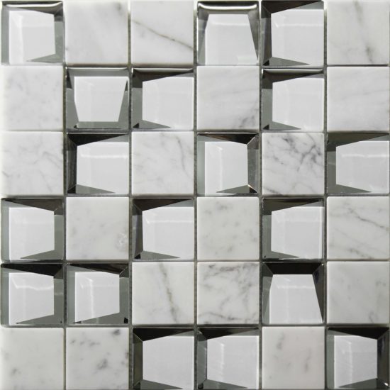 Marble & Glass 2"x2" White Mix Mosaic