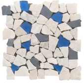 Mini Opus Beige Grey Marble Mix & Blue Glass | Gemini Tile and Marble