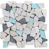 Mini Opus Beige Grey Marble Mix & Green Glass | Gemini Tile and Marble