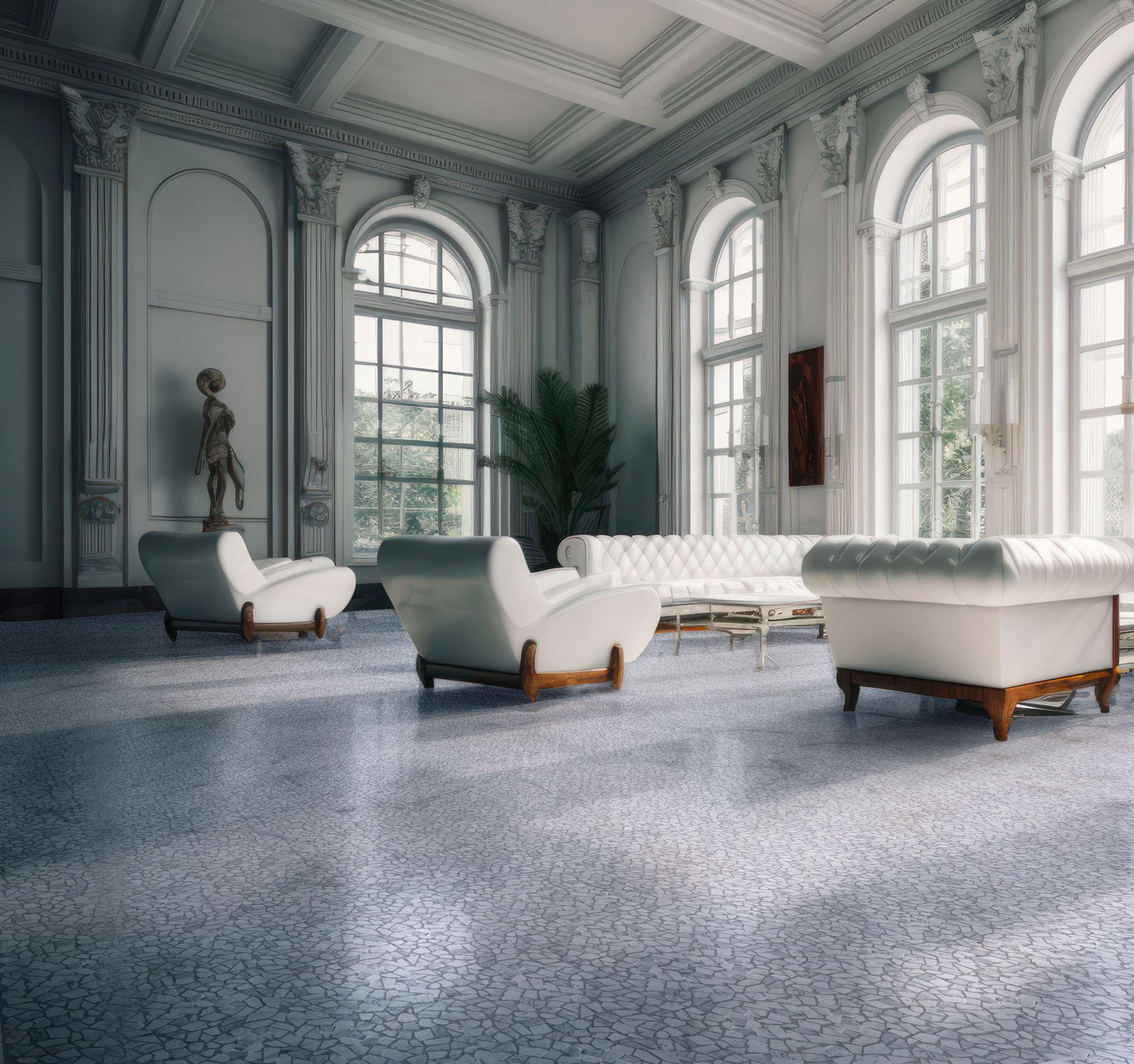 Mini Opus Matte White Grey Marble Stone Interlocking 2 | Gemini Tile and Marble