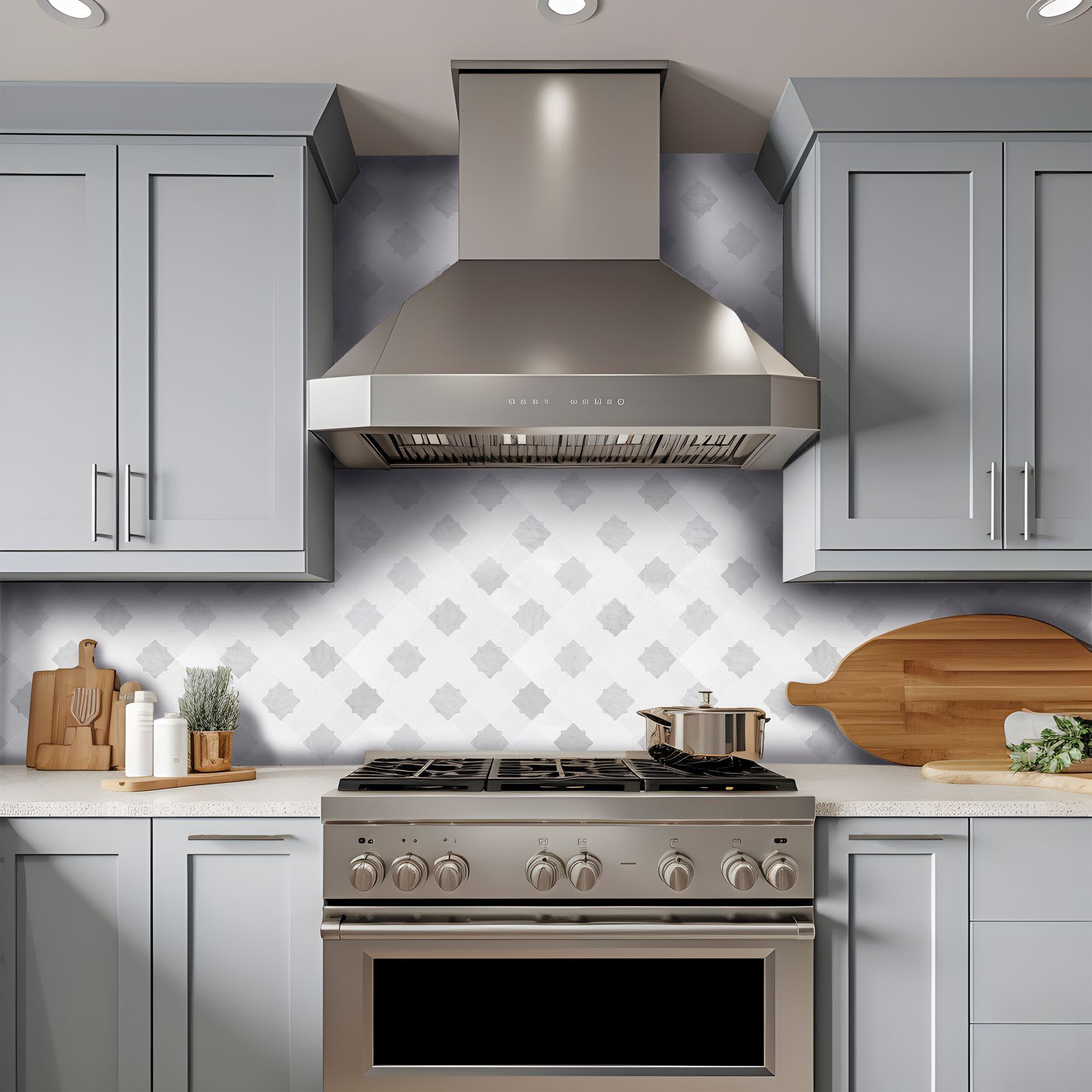 Star & Square White & Grey Mix Marble 2 | Gemini Tile and Marble