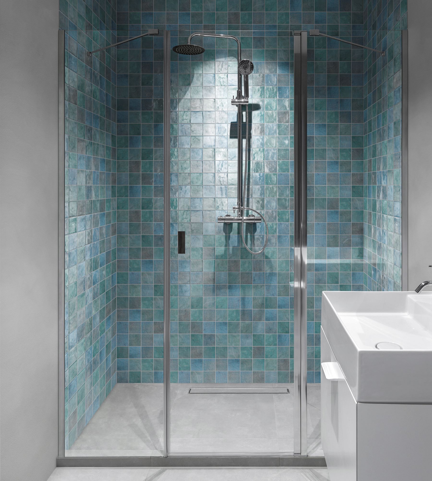 Zellige Glazed Ceramic Soft Blue Mix 3 | Gemini Tile and Marble