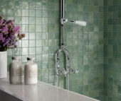 Zellige Glazed Ceramic Soft Green Mix 3"x3" | Gemini Tile and Marble