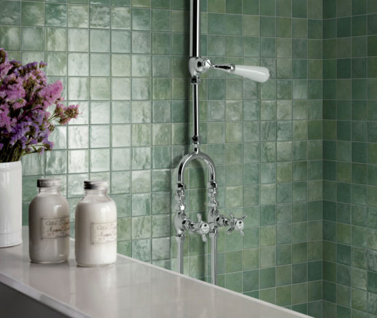 Zellige Glazed Ceramic Soft Green Mix 3"x3" | Gemini Tile and Marble