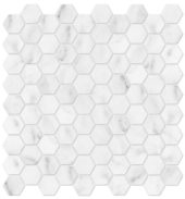 Bianco Venatino 1.25 Polished Hexagon Mosaic | Gemini Tile and Marble
