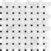 Bianco Venatino Basketweave Polished Mosaic | Gemini Tile and Marble