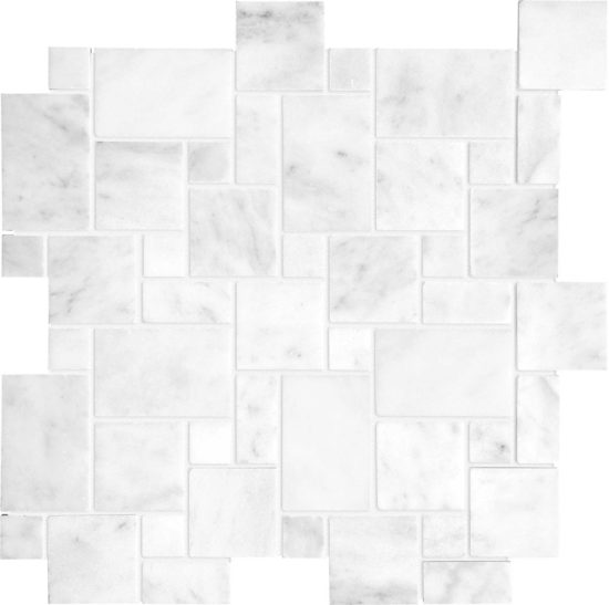 Bianco Venatino Mini Versailles Polished Mosaic | Gemini Tile and Marble