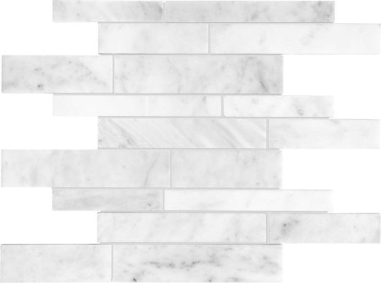 Bianco Venatino Random Strip Honed Mosaic | Gemini Tile and Marble