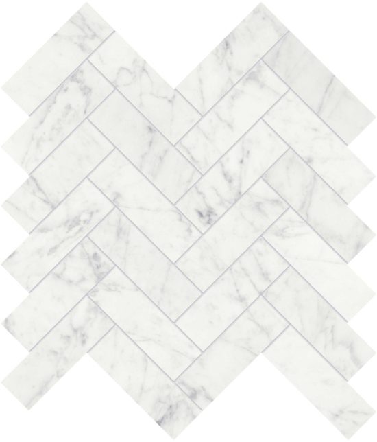 Eterna Bianco 1.25x4 Polished Herringbone Mosaic | Gemini Tile and Marble