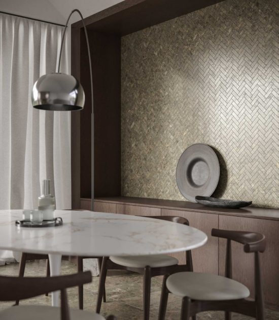 Velutto Ash 1.25x4 Herringbone Mosaic | Gemini Tile and Marble