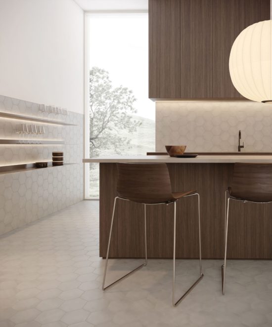 Form 7" Hexagon Ice | Gemini Tile and Marble