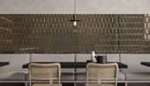 Obsidian Bronze Beveled Hexagon Mosaic | Gemini Tile and Marble